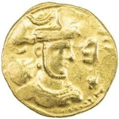 Dinar - Shapur III Sindh, crown with korymbos