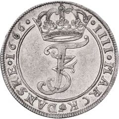 4 Mark Danske - Frederik III Value on obverse