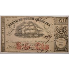 50 Cents State of North Carolina; overprinted