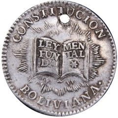 1 Sol - Andrés de Santa Cruz national sovereignty to the three powers of the state - Monetary Medal