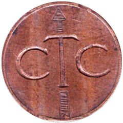 Telephone Token - CTC arrow up, bronze large type