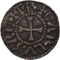 Denier - Charlemagne Lyon mint, monogram