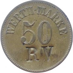 50 Pfennig Werth-Marke, Countermarked `RV`
