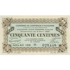 50 Centimes - Chambre de Commerce d`Auxerre [89]