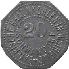 20 Pfennig - Schwandorf Bayerische Braunkohlen-Industrie A.G.