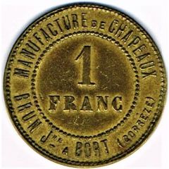 1 Franc - Manufacture de Chapeaux Brun Jne - Bort-les-Orgues [19]