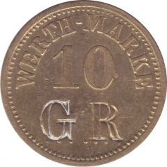 10 Pfennig Werth-Marke, Countermarked `GR`