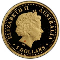 5 Dollars - Elizabeth II 4th Portrait - Emu - Gold Proof