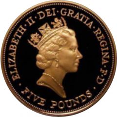 5 Pounds - Elizabeth II 3rd portrait, Coronation Jubilee, Gold Proof