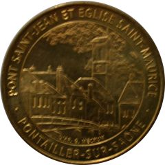 Tourist token - Monnaie de Paris - Pontailler-sur-Saône - Pont Saint-Jean et Église Saint-Maurice