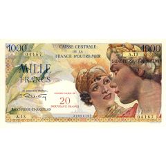 20 Nouveaux Francs / New Francs Overprint on P#28 - 1000 Francs