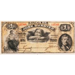 1 Peso overprint on P#S131 - Banco de José Bunster