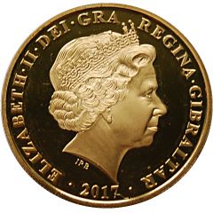 1 Crown - Elizabeth II Queen Elizabeth II, Gold plated, Rhodium gilded