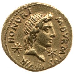 Aureus AVGVSTO OB C S, Honos