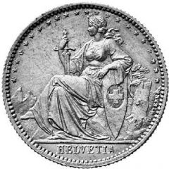 20 Rappen Helvetia, billon, pattern