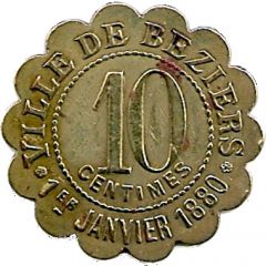 10 Centimes - Fourneaux démocratique Ville de Béziers
