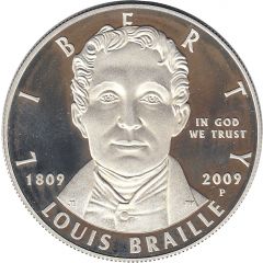1 Dollar Louis Braille Bicentennial
