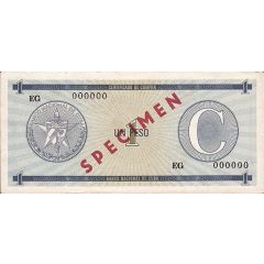 1 Peso `C` Foreign Exchange Certificate-Narrow `C`