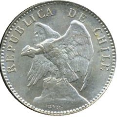 20 Centavos No number on obverse, billon .400