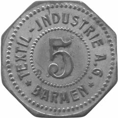 5 Pfennigs - Barmen Textil-Industrie A.G.
