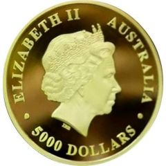 5000 Dollars - Elizabeth II 4th Portrait - Australian Kangaroo - Gold