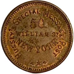 Civil War Merchant Token – Hussey’s Special Message Post New York, New York