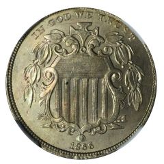 5 Cents `1866 Shield Nickel With Rays` Pattern, copper
