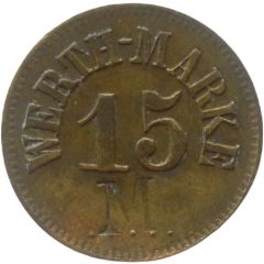 15 Pfennig Werth-Marke, Countermarked `M`