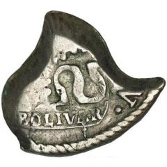 1 Real 'S' Countermark over 1/4 of Bolivian 4 Soles