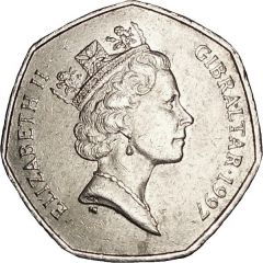 50 Pence - Elizabeth II Dolphins - large type