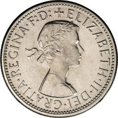1 Florin - Elizabeth II 1st Portrait - with `F:D:`