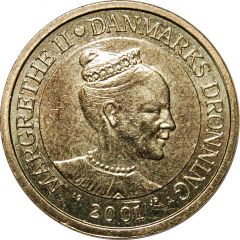 10 Kroner - Margrethe II 4th portrait, 1st arms