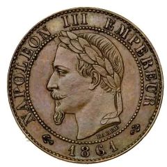 1 Centime - Napoléon III pattern of obverse of Barre, tête laurée
