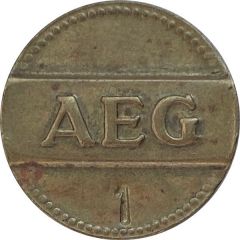 Token - AEG counterstamped `1`