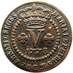 5 Réis - Maria I and Pedro III Low and High Crowns, Lisbon Mint