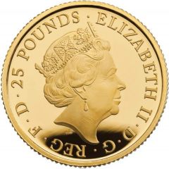 25 Pounds - Elizabeth II 5th portrait, 1/4 oz Fine Gold