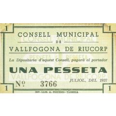 1 Peseta Vallfogona de Riucorp