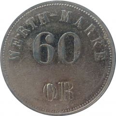 60 Pfennig Werth-Marke, Countermarked `OR`