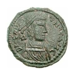 Æ In the name of Constantius II, Horseman facing up, soldier above horse
