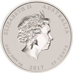 25 Cents - Elizabeth II 4th Portrait - Year of the Rooster - Silver Bullion Coin