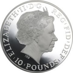 10 Pounds - Elizabeth II 4th portrait, 5 oz Fine Silver