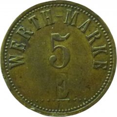 5 Pfennig Werth-Marke, Countermarked `E`
