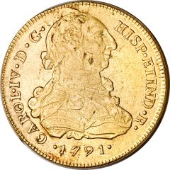 8 Escudos - Carlos IV Colonial Milled Coinage