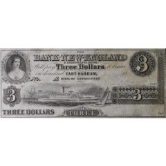 3 Dollars Bank of New-England at Goodspeed`s Landing - Connecticut