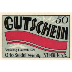 50 Pfennig Weinhandlung Otto Seidel