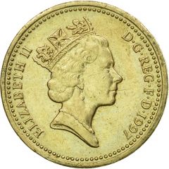 1 Pound - Elizabeth II 3rd portrait, English Lions