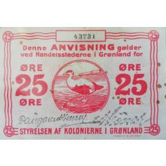 25 Øre Styrelsen af Kolonierne i Grønland