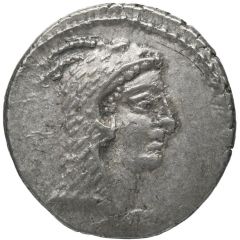 Denarius Papia: Lucius Papius Celsus, L•PAPIVS CELSVS•III•VIR