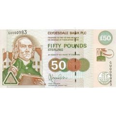 50 Pounds Clydesdale Bank - University of Glasgow