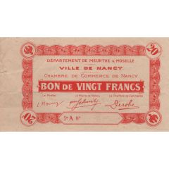 20 Francs - Chambre de Commerce de Nancy [54]